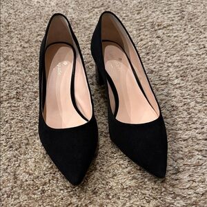 Kate Spade Classic block black suede heels
